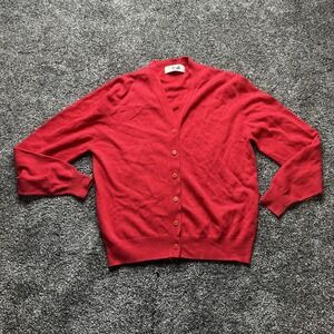 Pringle Of Scotland Cardigan Mens M Red Cashmere V-Neck Lightweight Buttons UK